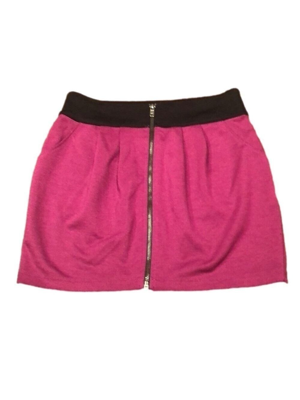 FOREVER 21 Magenta/Black Front Zipper Skirt Size S